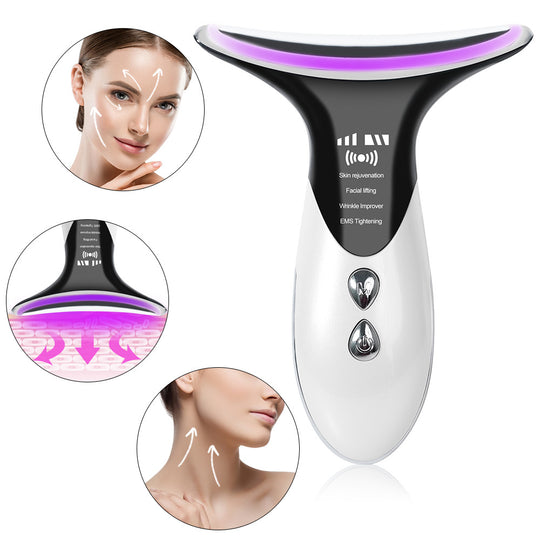 Electric facial lifting device with EMS tightening and skin rejuvenation light therapy.