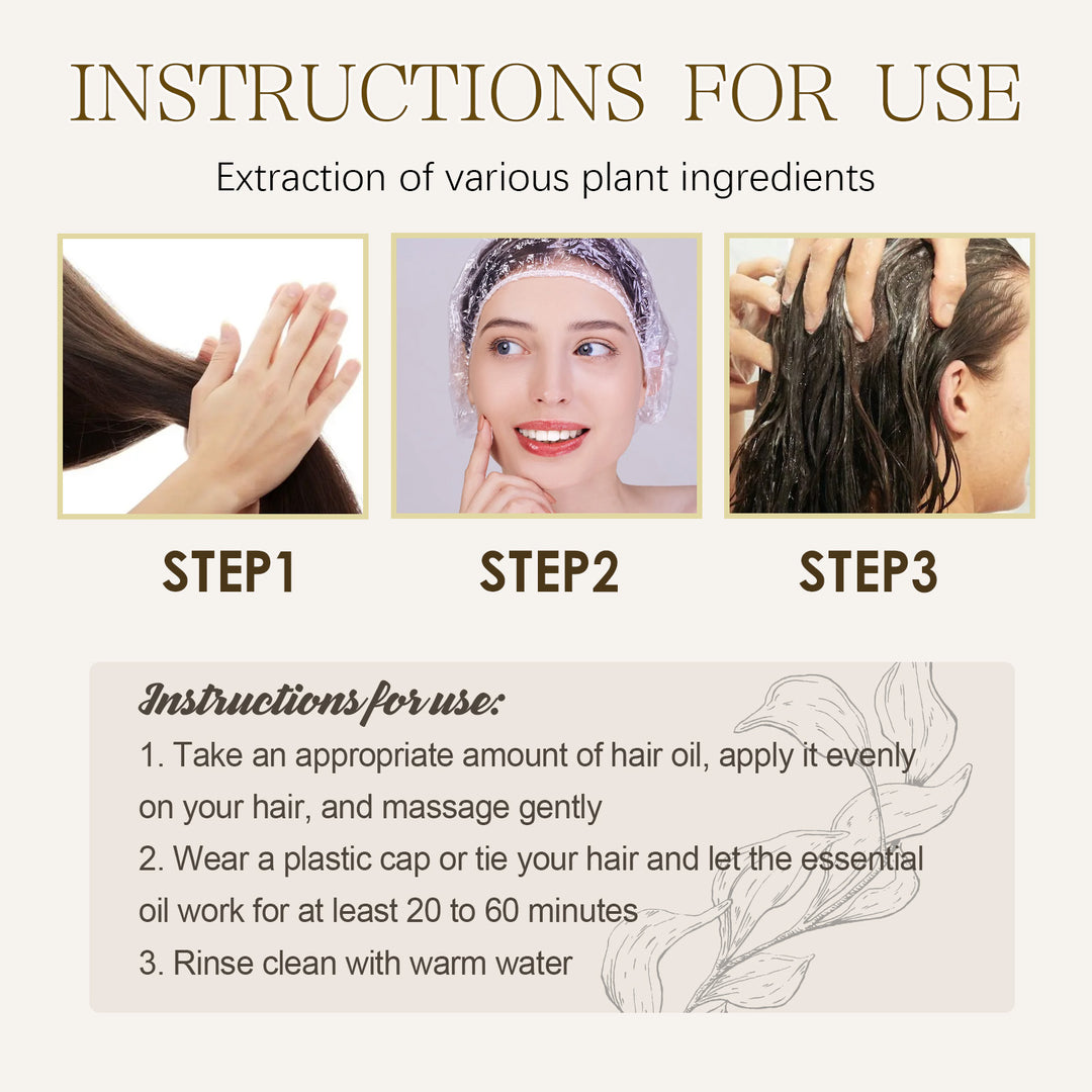 Step-by-step Batana hair oil application instructions with images