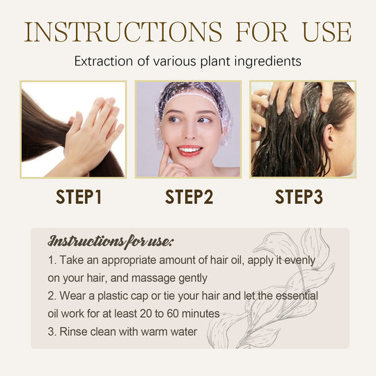 Step-by-step Batana hair oil application instructions with images