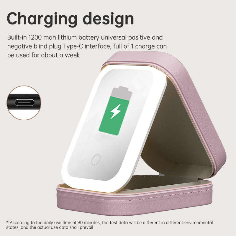 Pink portable device case featuring a built-in 1200 mAh lithium battery and Type-C charging port.