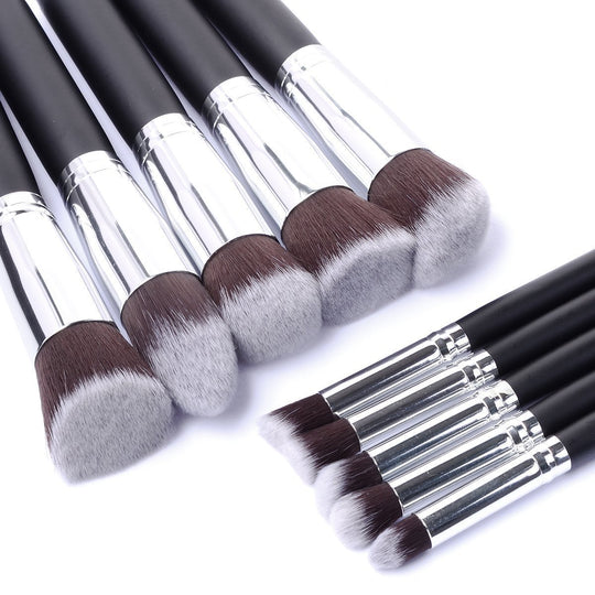 10 Pcs Silver/Golden Makeup Brushes Set Cosmetics Foundation Eyeshadow Cosmetic Set
