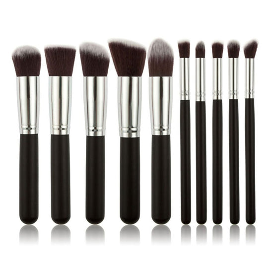 10 Pcs Silver/Golden Makeup Brushes Set Cosmetics Foundation Eyeshadow Cosmetic Set
