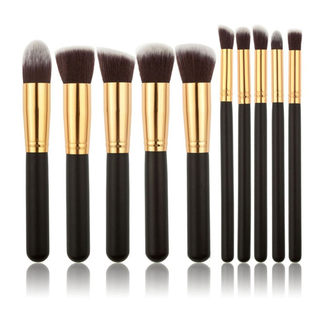 10 Pcs Silver/Golden Makeup Brushes Set Cosmetics Foundation Eyeshadow Cosmetic Set