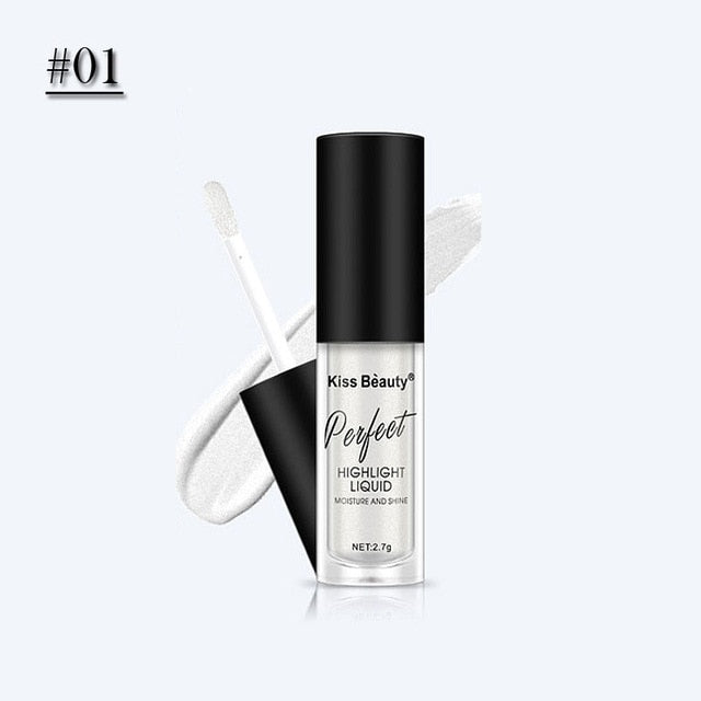 Kiss Beauty Perfect Highlight Liquid in shade #01 with applicator and product swatch