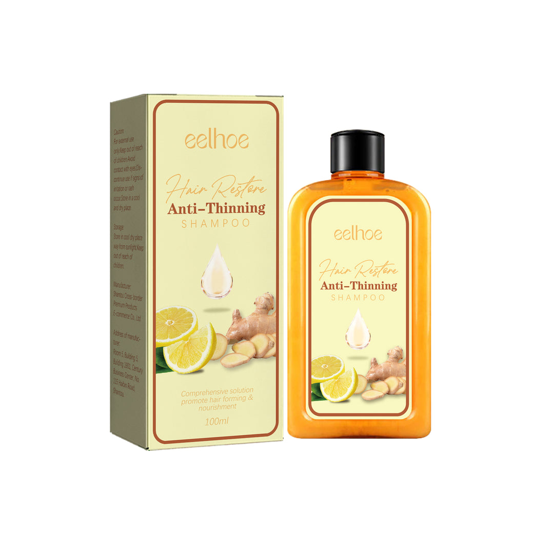 Eelhoe Hair Restore Anti-Thinning Shampoo bottle and packaging with citrus and ginger graphics