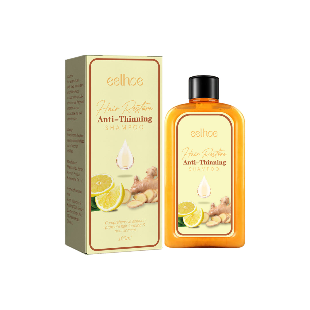 Eelhoe Hair Restore Anti-Thinning Shampoo bottle and packaging with citrus and ginger graphics