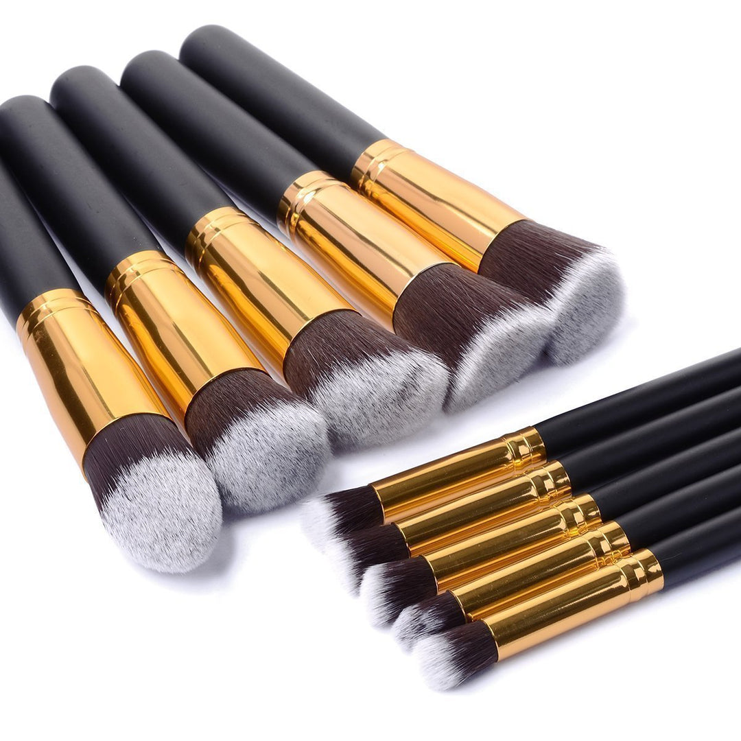 10 Pcs Silver/Golden Makeup Brushes Set Cosmetics Foundation Eyeshadow Cosmetic Set